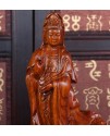 花梨木雕站蓮觀音 倒流香爐